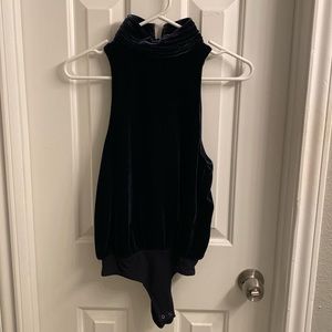 Navy Blue Velvet Body Suit